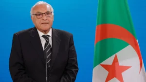Algerian Minister of Foreign Affairs, Ahmed Attaf, during a joint press conference with his German counterpart in Berlin on June 22, 2023. © Odd Andersen, AFP