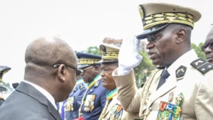 The Chief of the Republican Guard of Gabon, General Brice Oligui Nguema, here in Libreville on August 16, 2023, will be sworn in as "president of the transition" on September 4, 2023. © AFP