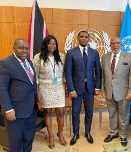 Samuel Eto’o at the Grandstand of the United Nations Organization in New York, USA.