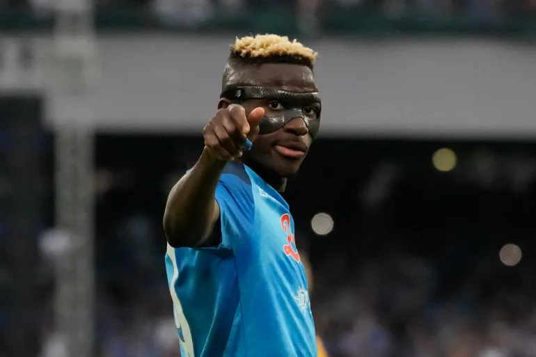 Napoli's Osimhen helped the Italian team secure a first league title by scoring 31 goals across all competitions last season [Andrew Medichini/AP]
