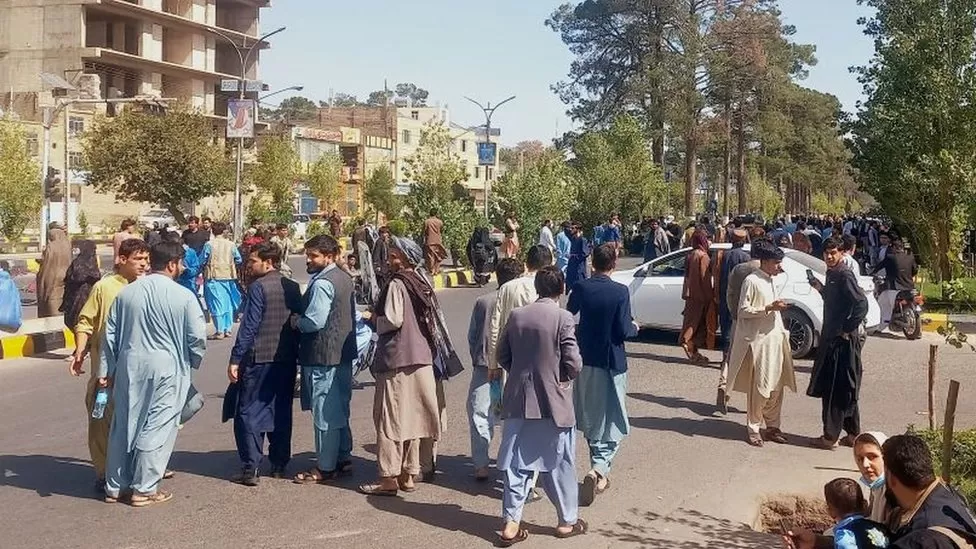 People fled buildings in Herat after the earthquake on Saturday